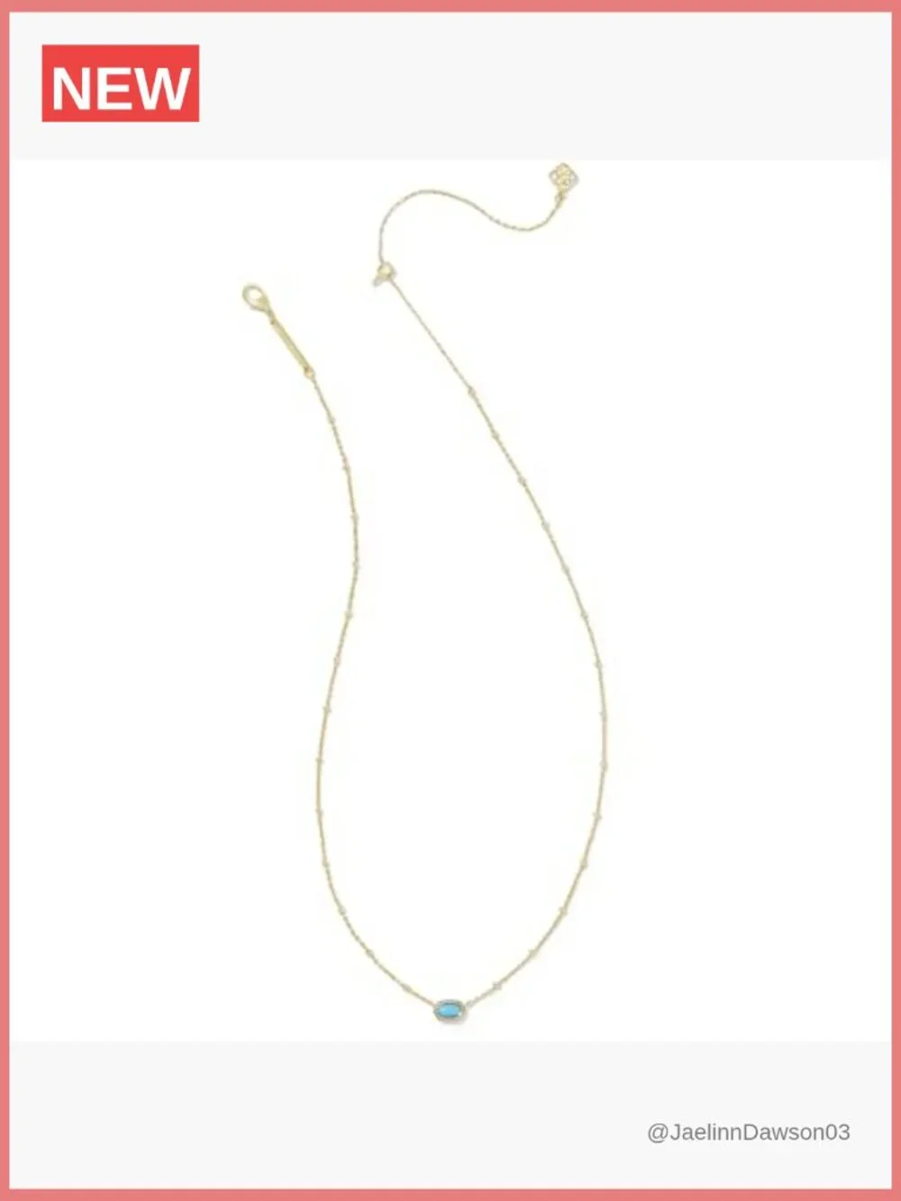 Mini Gold Pendant Necklace with Turquoise Stone, Cable Chain Lobster Clasp